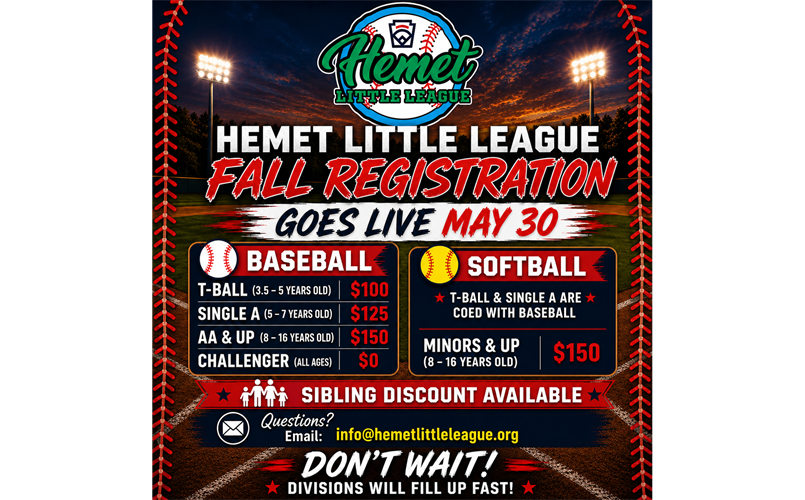 Fall Registration Opens May 30